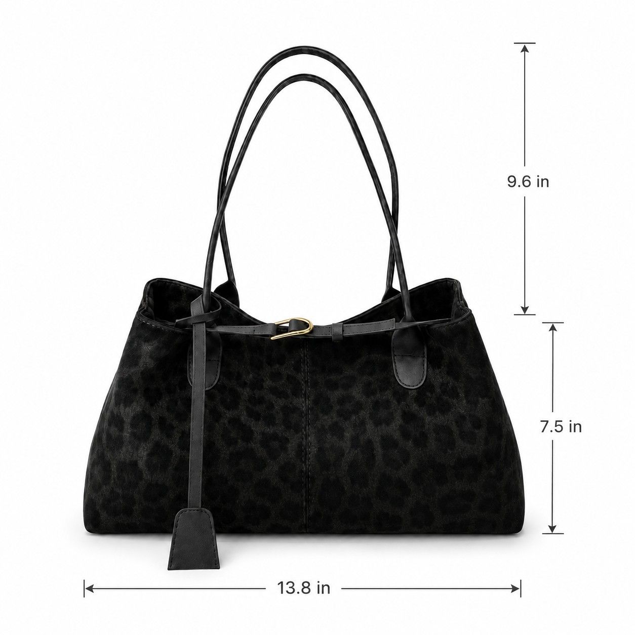 Leopard Print Shoulder Tote Bag with Magnetic Closure Buckle Detail and Tassel