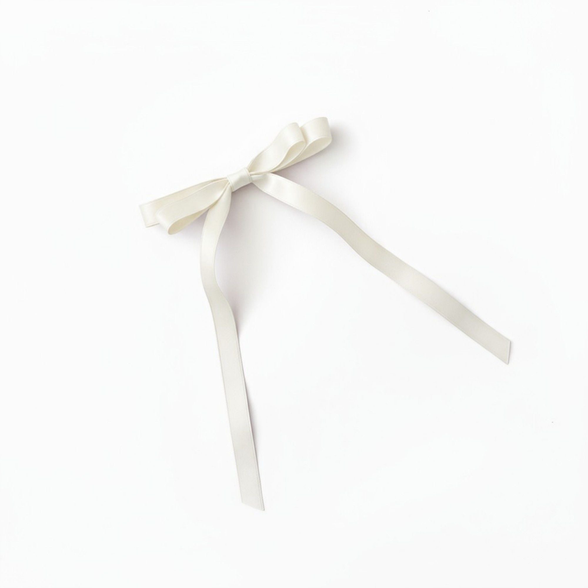 Long Ribbon Bow Hair Clip with Sleek Streamer Tails and Elegant Minimalist Design