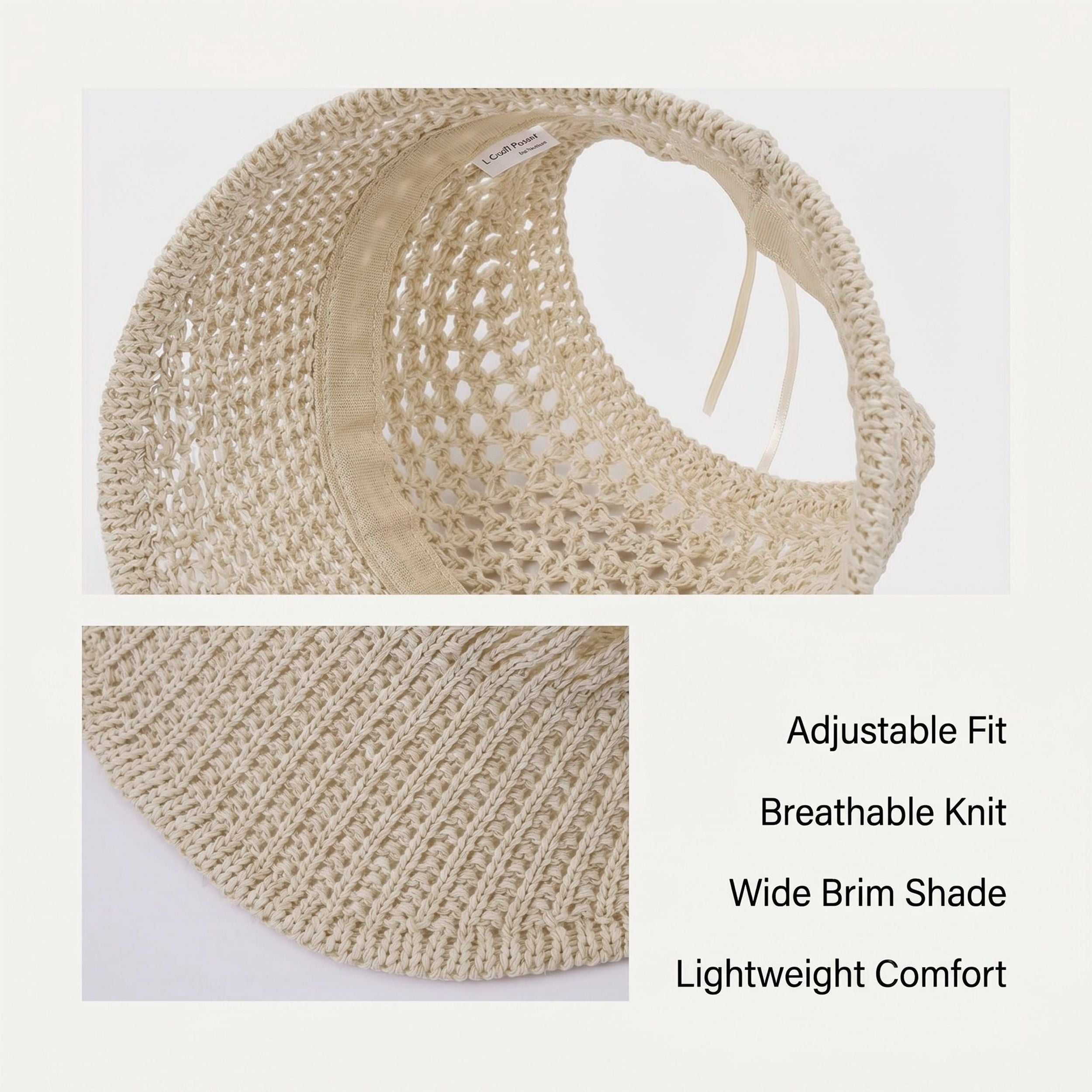 Crochet Bucket Hat Summer Knit Sun Hat Breathable Lightweight Beach Cap