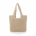 Woven Crochet Tote Bag with Shoulder Straps Lightweight Knit Tote with Zipper Pocket