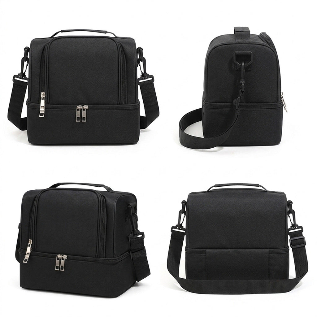 Dual Compartment Insulated Lunch Bag with Adjustable Shoulder Strap