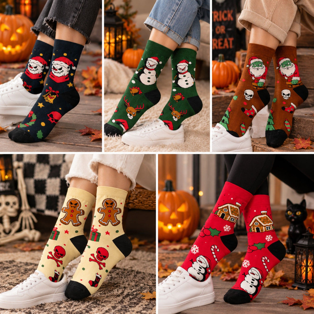 Holiday Novelty Crew Socks 3 Pair Pack Festive Patterns