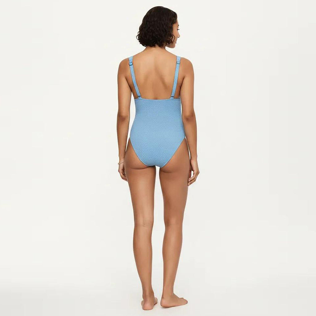 Anna-Kaci Swim Women's Maternity Ribbed One-Piece Swimsuit with Plunge Neckline and Side Gathering
