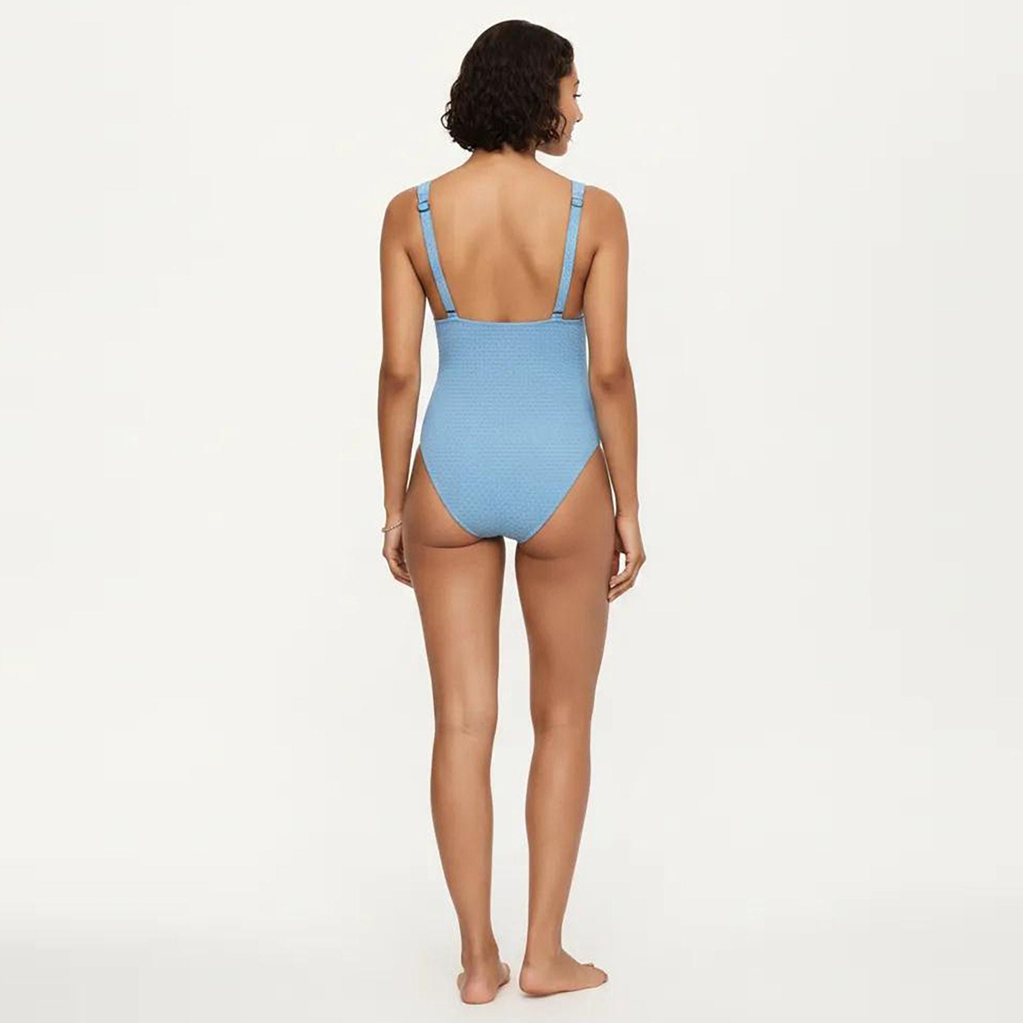 Anna-Kaci Swim Women's Maternity Ribbed One-Piece Swimsuit with Plunge Neckline and Side Gathering