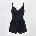 Anna-Kaci Swim Womens One Piece Swim Romper with Wrap V Neck Cross Front Bodice Adjustable Straps and Attached Shorts