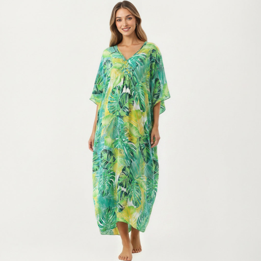 Anna-Kaci Women's Paisley Print Maxi Dress with V-Neckline Short Sleeves and Relaxed Flowing Silhouette