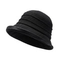 Structured Cloche Hat Pleated Crown Contrast Trim Wide Brim Bucket Hat