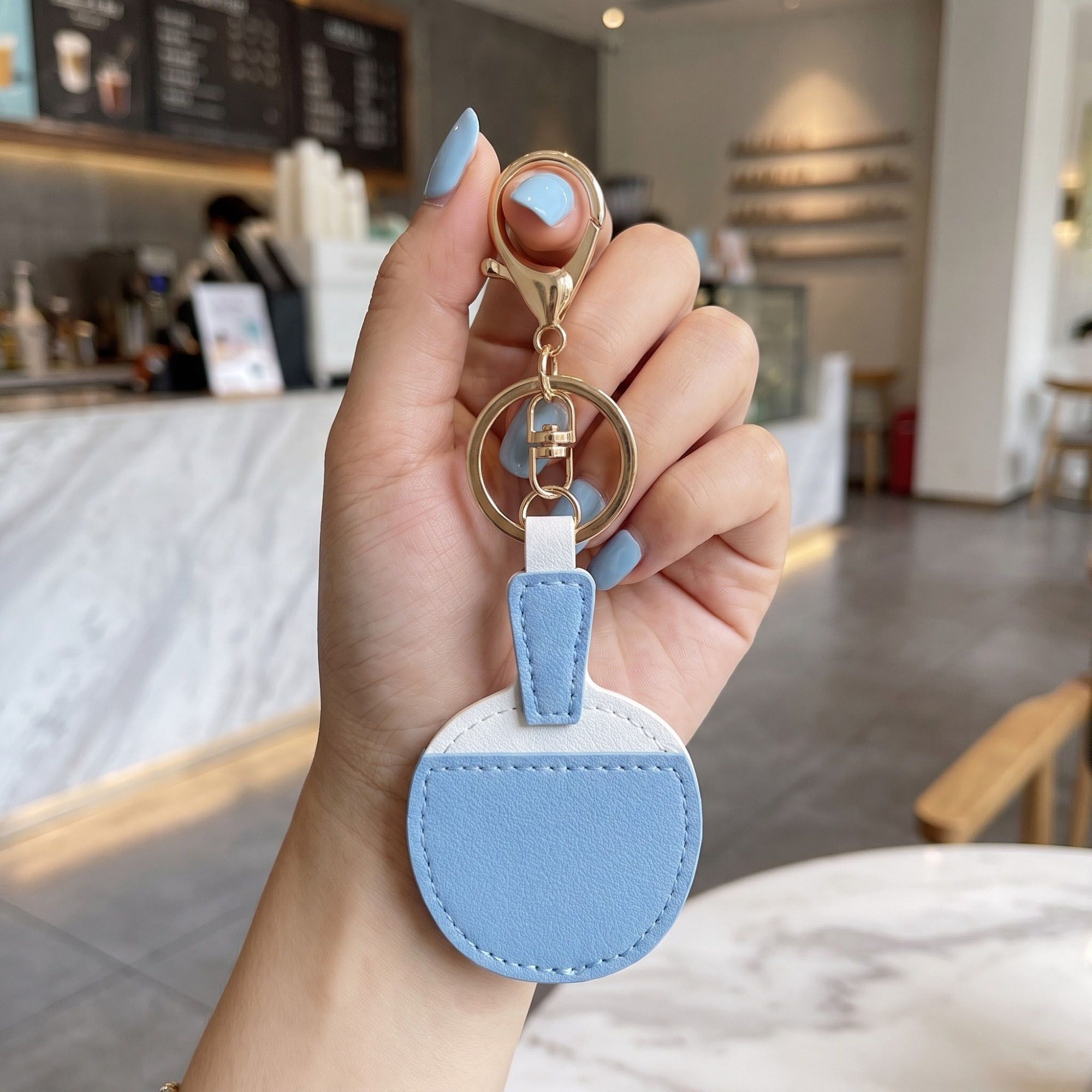 2-Piece Womens Padded Bag Charm with Hanging Strap and Stitched Detail