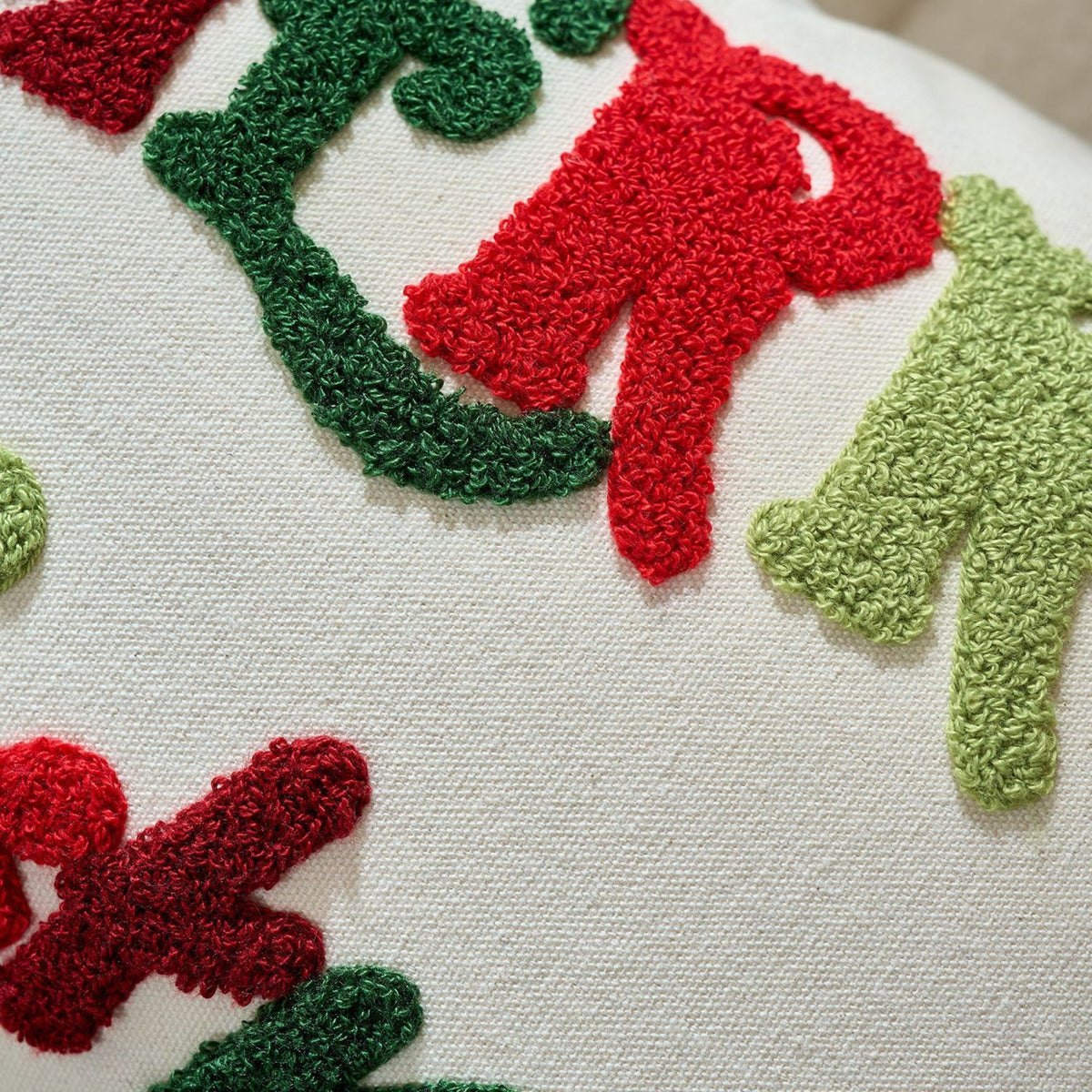 Merry Christmas Tufted Lumbar Throw Pillow Cover Holiday Decorative Accent