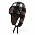 Plaid Ear Flap Knit Beanie Winter Thermal Trapper Hat