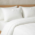 4-Piece Cotton Washed Bedding Set with Duvet Cover Flat Sheet and Pillowcases Textured Woven Finish