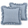 2 Pack Gingham Check Ruffle Throw Pillow Covers 18 x 18 Inch