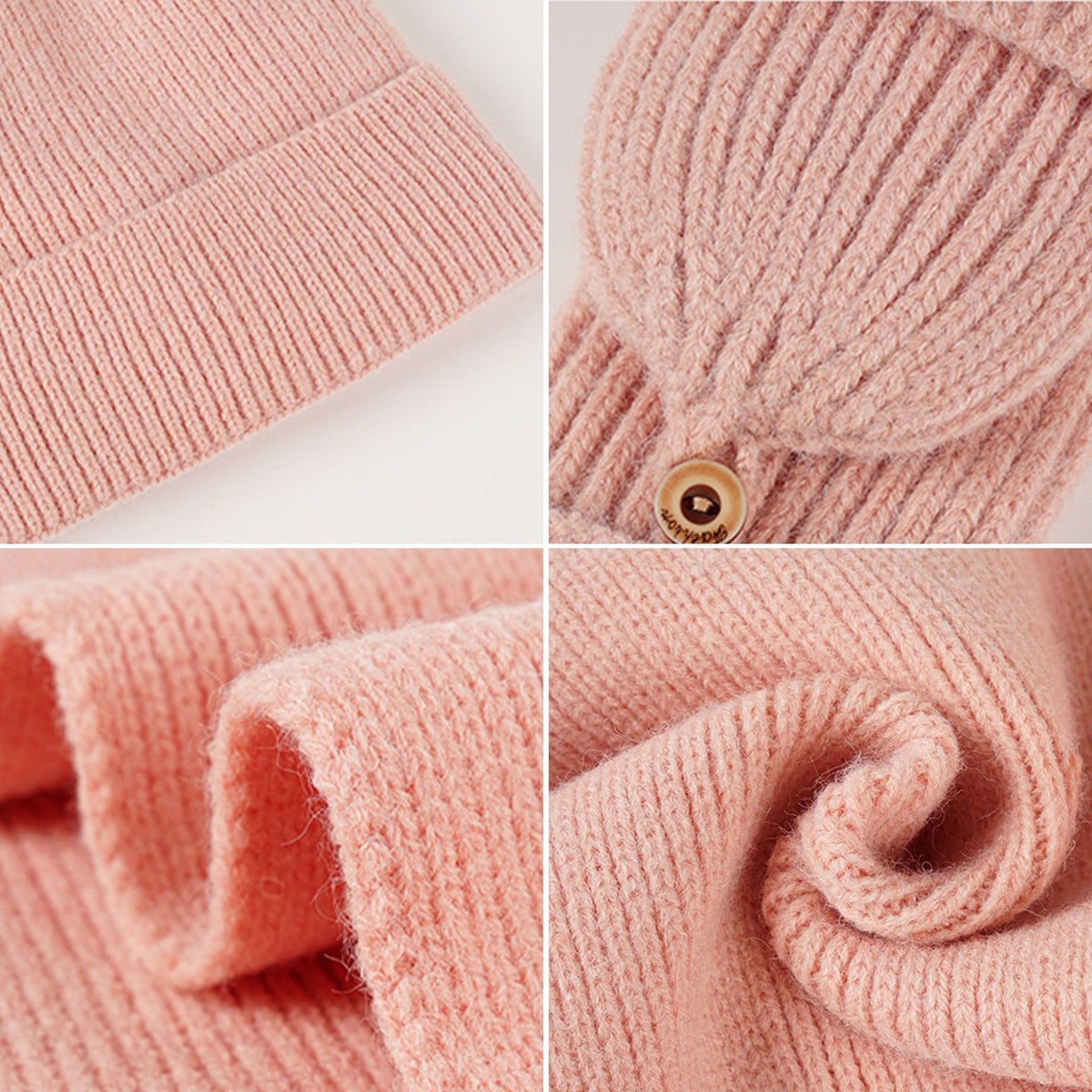 3 Piece Beanie Scarf and Convertible Fingerless Gloves Winter Set