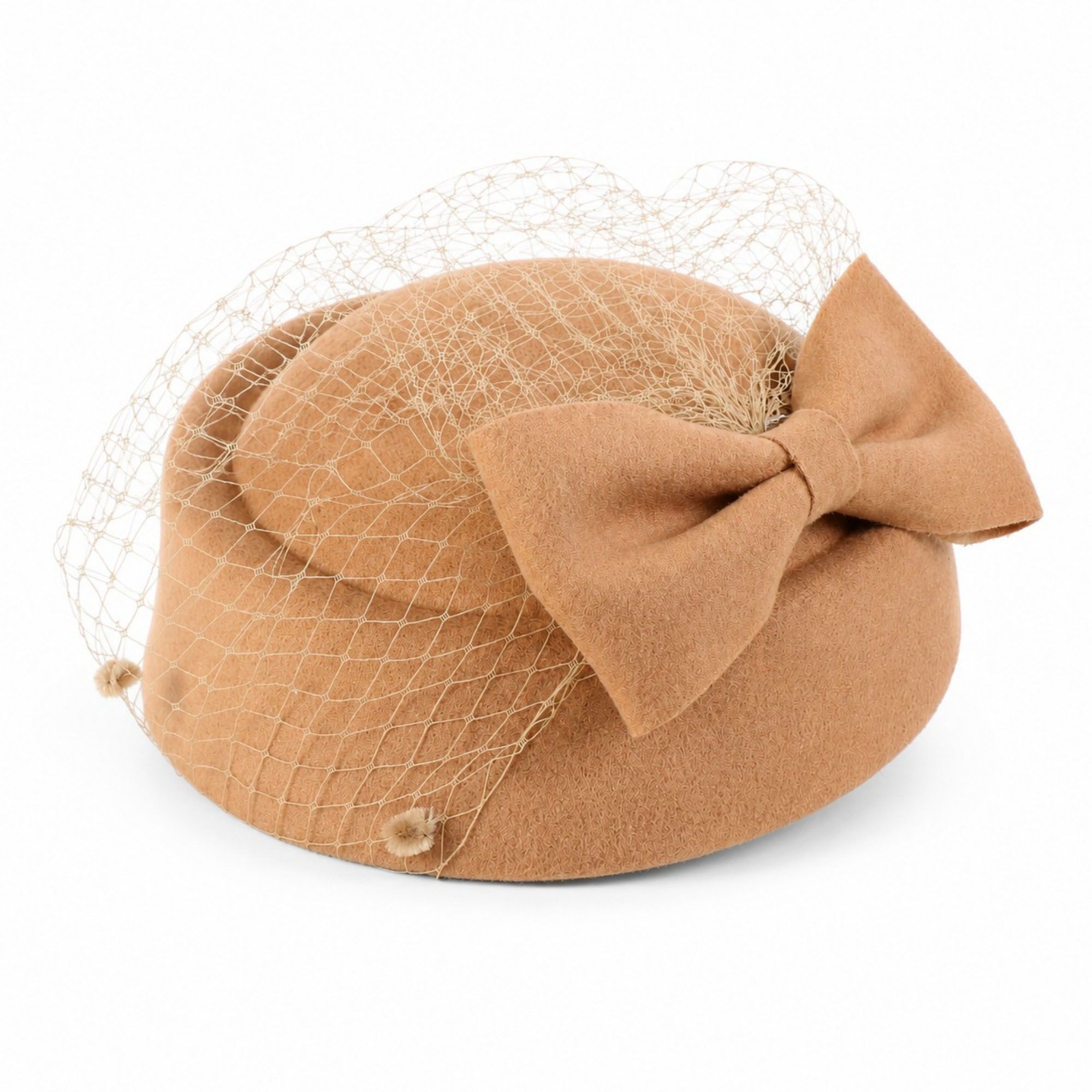 Bow Pillbox Fascinator Hat with Birdcage Veil