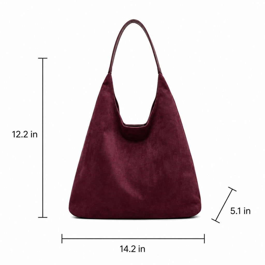 Oversized Suede-Like Hobo Shoulder Bag with Long Strap