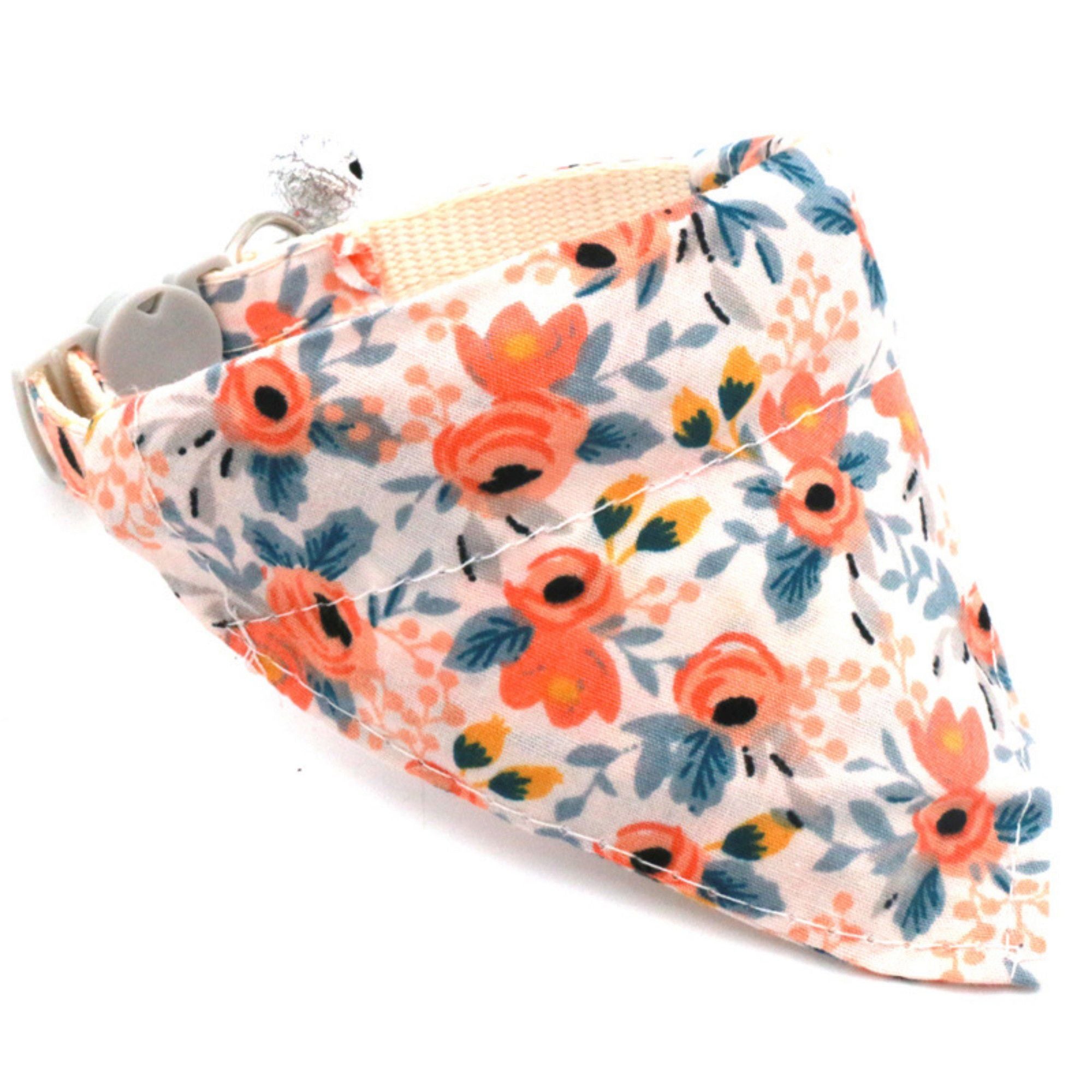Floral Print Pet Bandana, Soft Cotton Flower Pattern Scarf Collar for Small Medium Dogs Cats