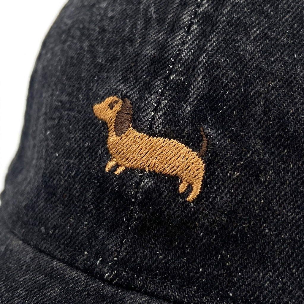 Embroidered Dachshund Baseball Cap Washed Curved Brim Casual Hat