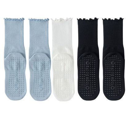 Anna-Kaci 5 Pairs Women's Anti-Slip Crew Yoga Socks Soft Cotton Grip Sole Seamless Toe Design for Pilates Indoor Workouts