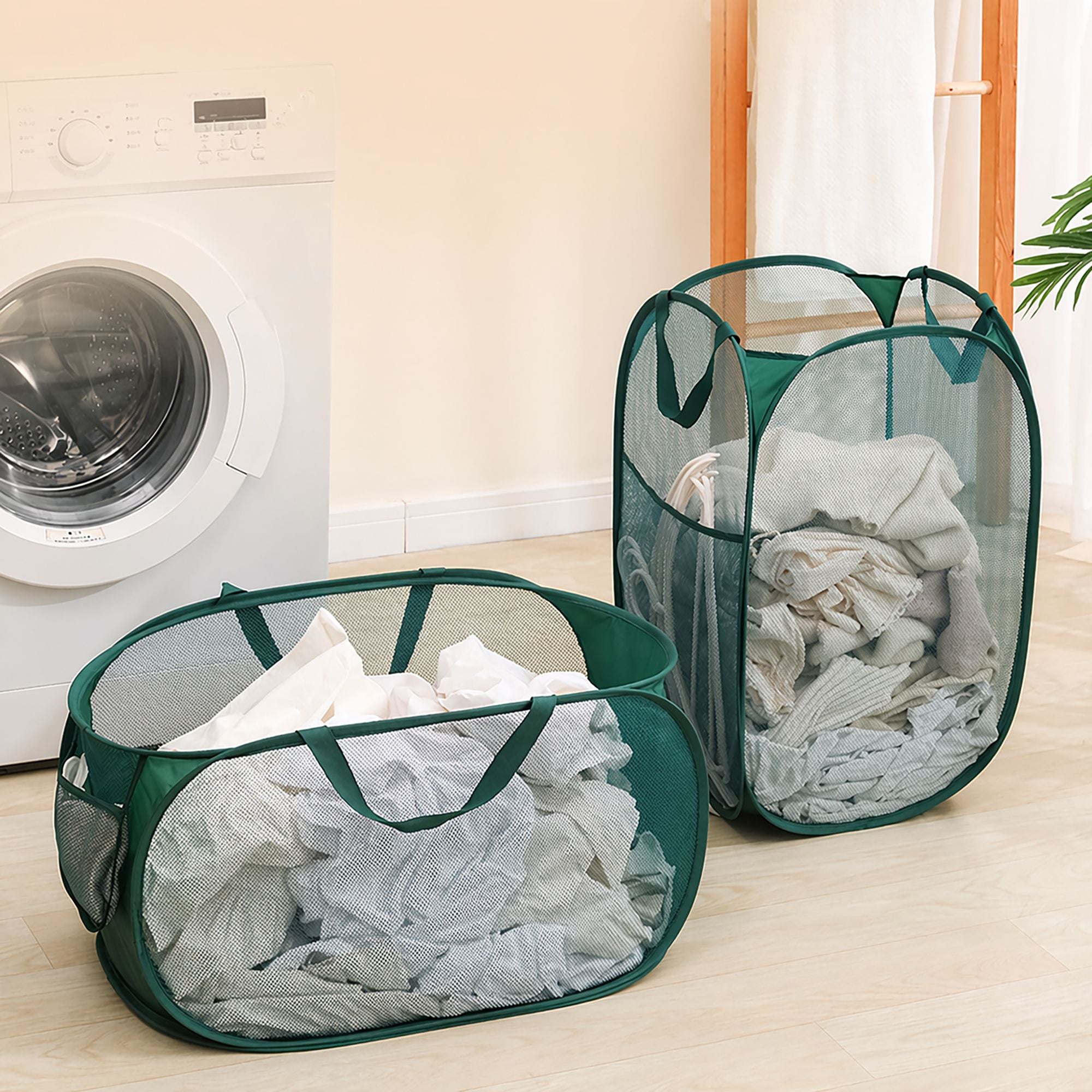 Collapsible Mesh Laundry Basket Large Capacity Pop Up Hamper Foldable Clothes Storage Bin