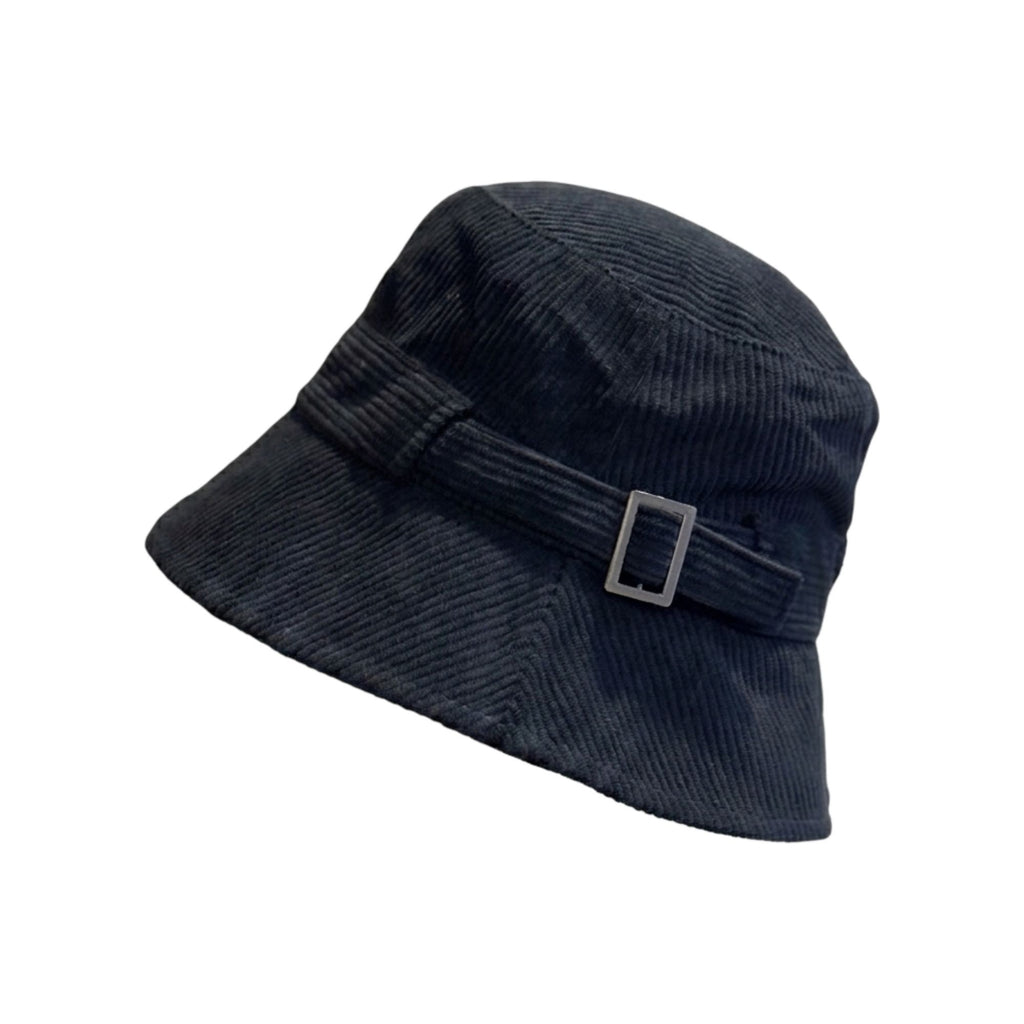Corduroy Bucket Hat Buckle Band Detail Casual Brim Hat