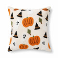 Halloween Pumpkin Embroidered Decorative Throw Pillow Cover 17.7x17.7in
