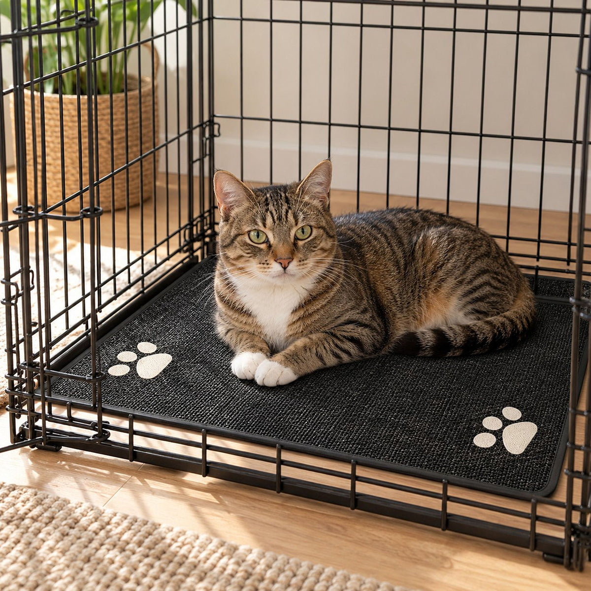 Absorbent Paw Print Pet Mat with Non Slip Backing