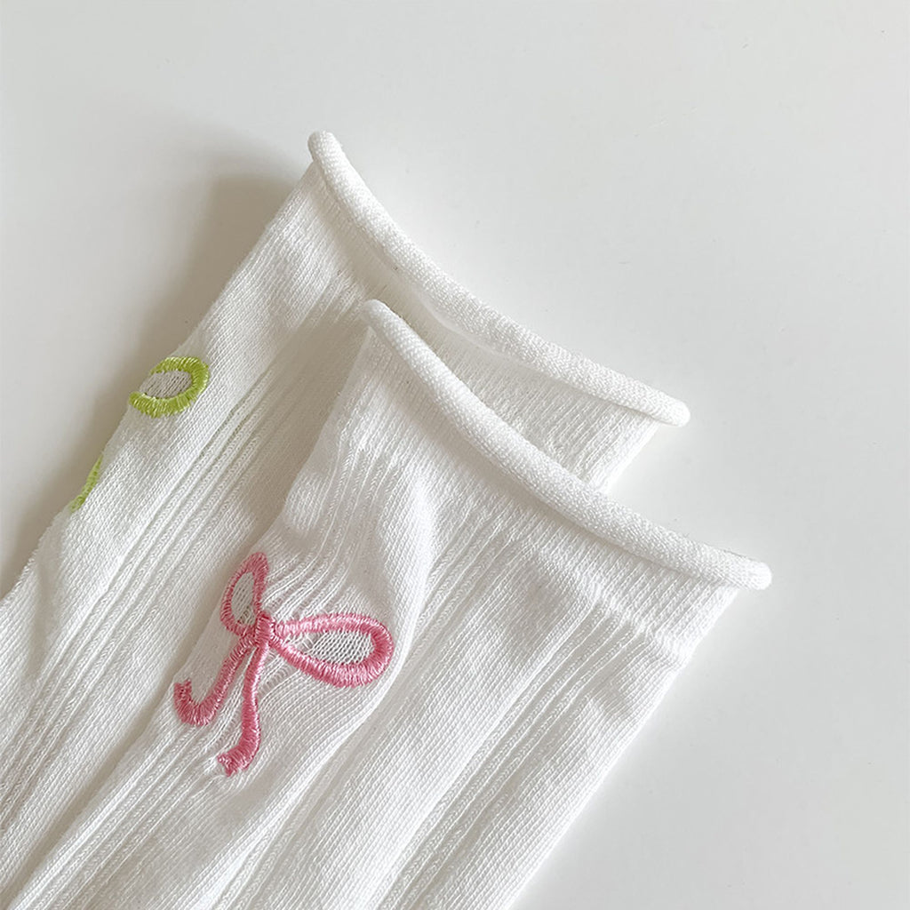 Anna-Kaci Adorable Women's Bow-Embroidered Ribbed Ankle Socks 5Pk