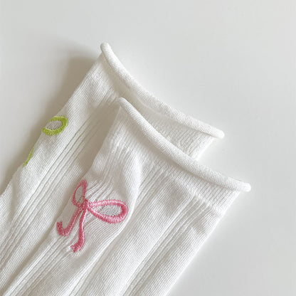 Anna-Kaci Adorable Women's Bow-Embroidered Ribbed Ankle Socks 5Pk