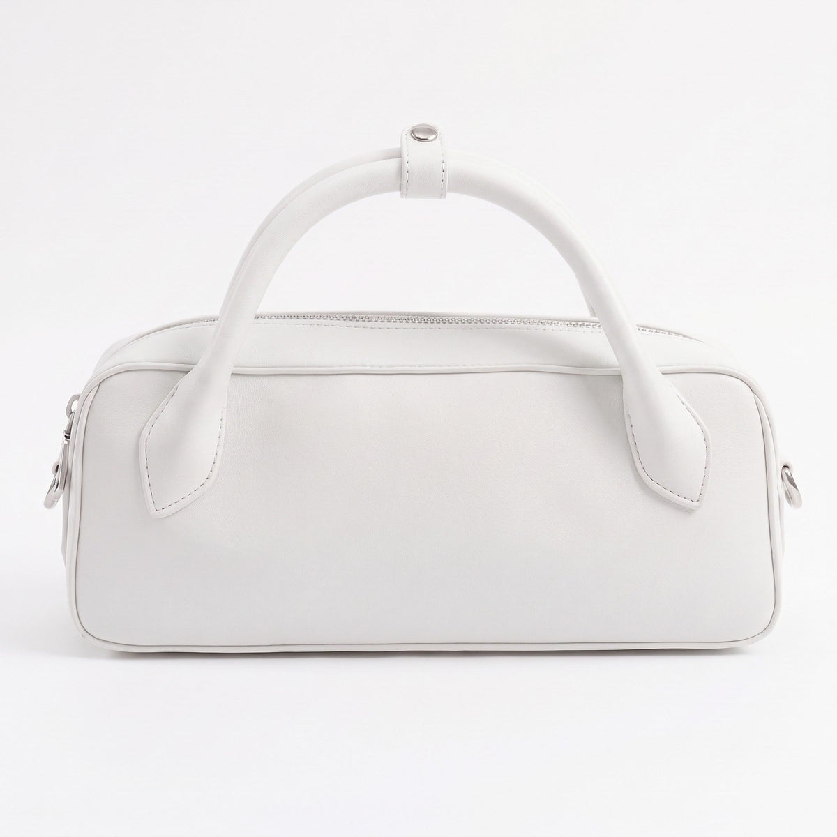 Structured Top Handle Handbag with Zipper Closure and Shoulder Strap