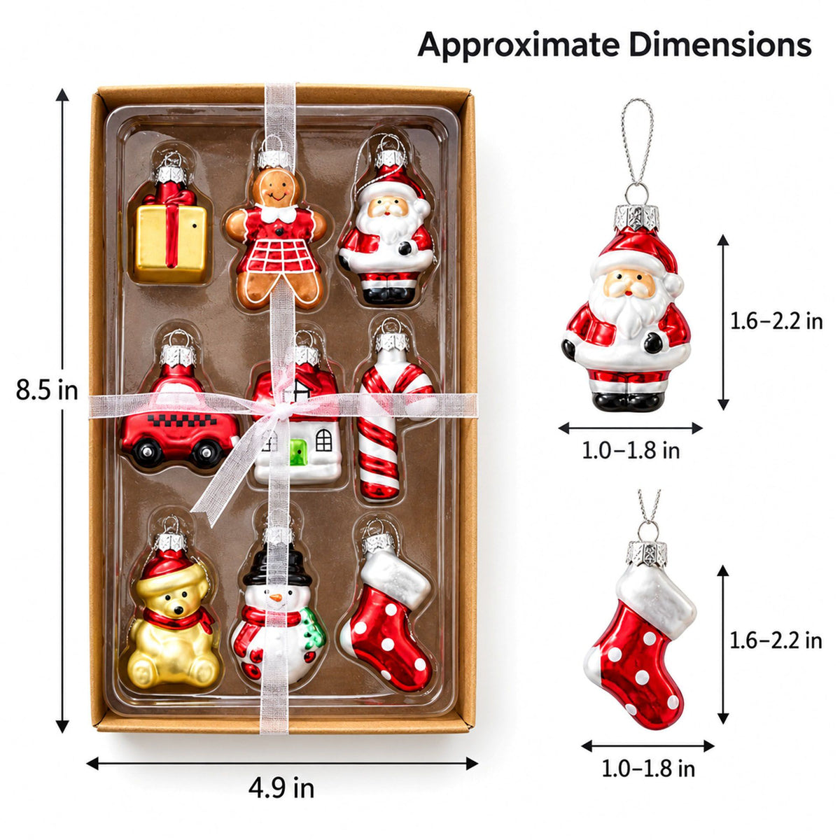 9 Piece Assorted Christmas Tree Hanging Ornament Gift Set