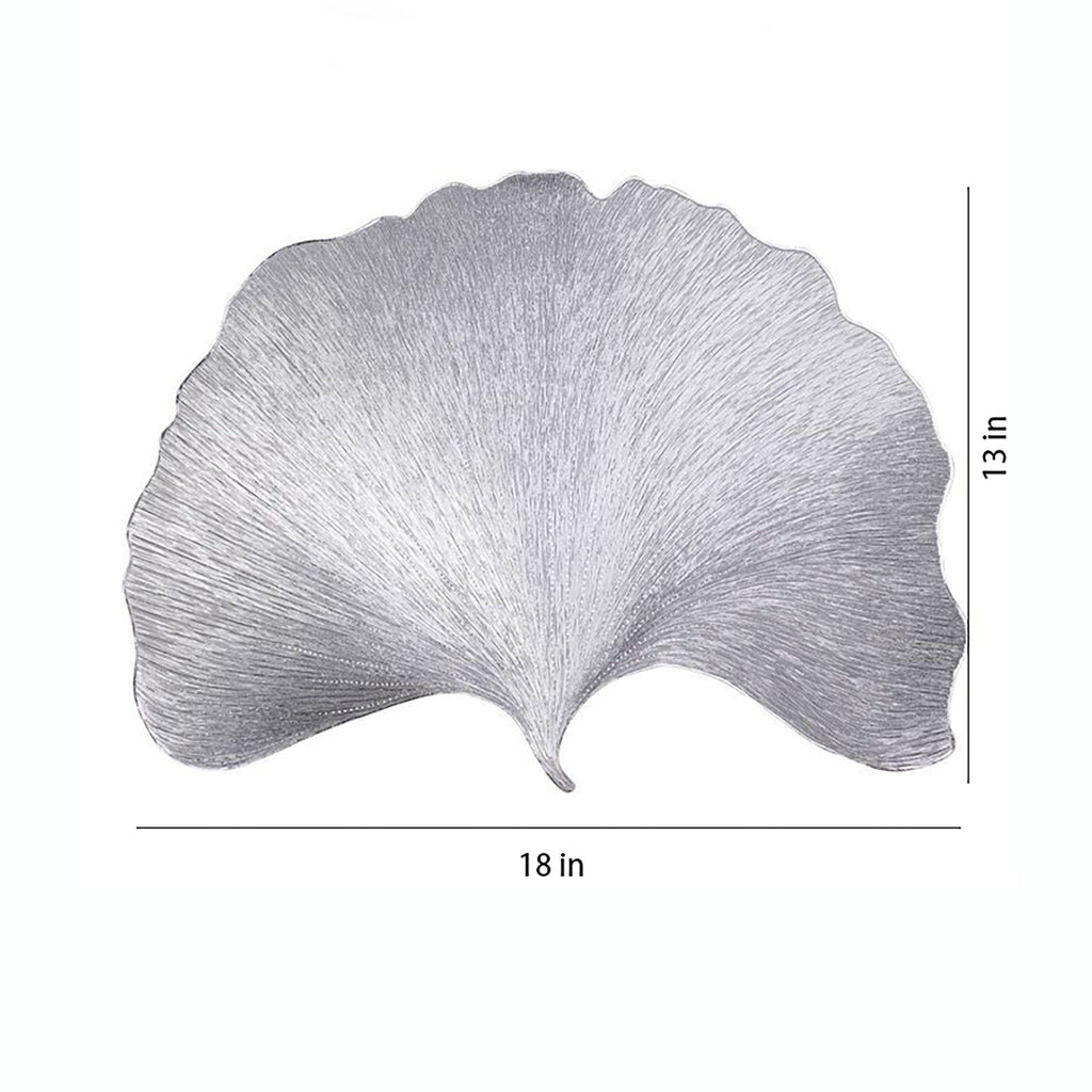4-Pack Metallic Ginkgo Leaf PVC Placemats Heat Resistant Textured Table Mats