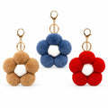 Fluffy Flower Pom Pom Keychain Cute Faux Fur Bag Charm Set