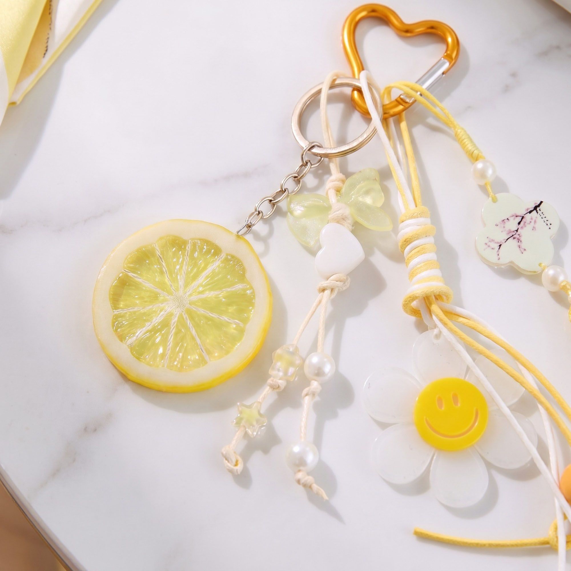 Bag Charm with Hanging Strap and Decorative Accents