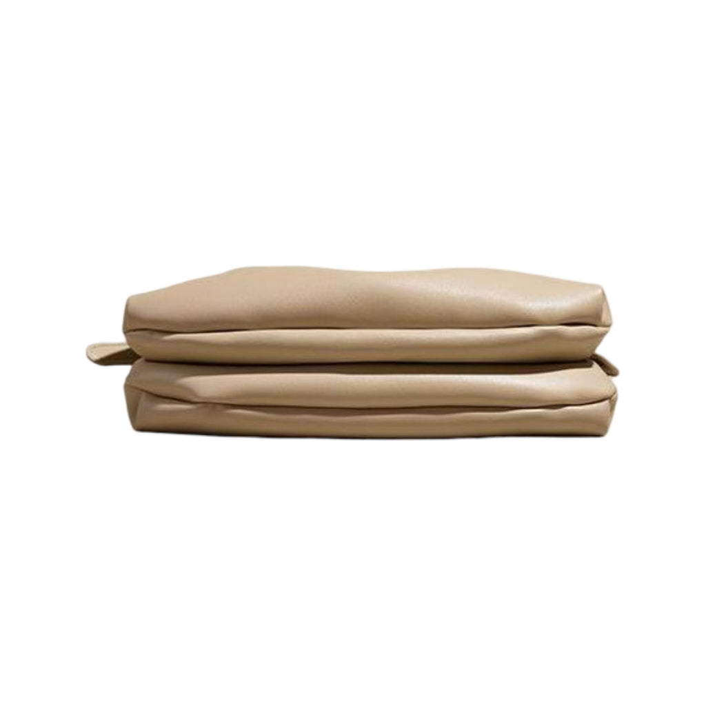 Gathered Leather Shoulder Pouch with Adjustable Strap Soft Pleated Silhouette and Minimalist Design