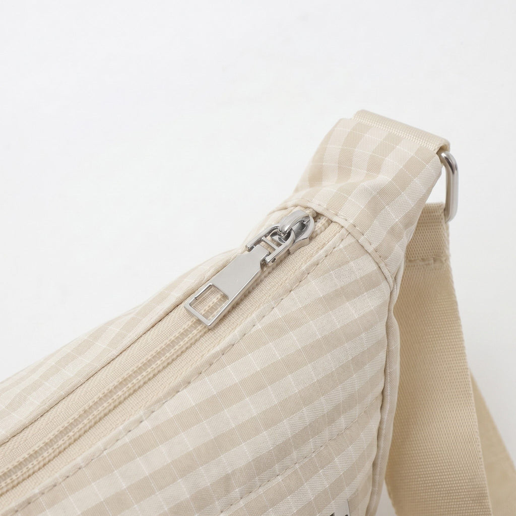 Plaid Nylon Crescent Shoulder Bags with Adjustable Strap Lightweight Casual Crossbody Bag