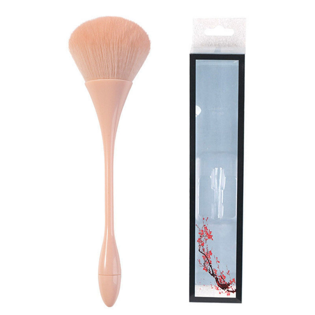 2 Piece Powder Makeup Brush Set with Soft Synthetic Bristles and Metallic Handle for Face Makeup