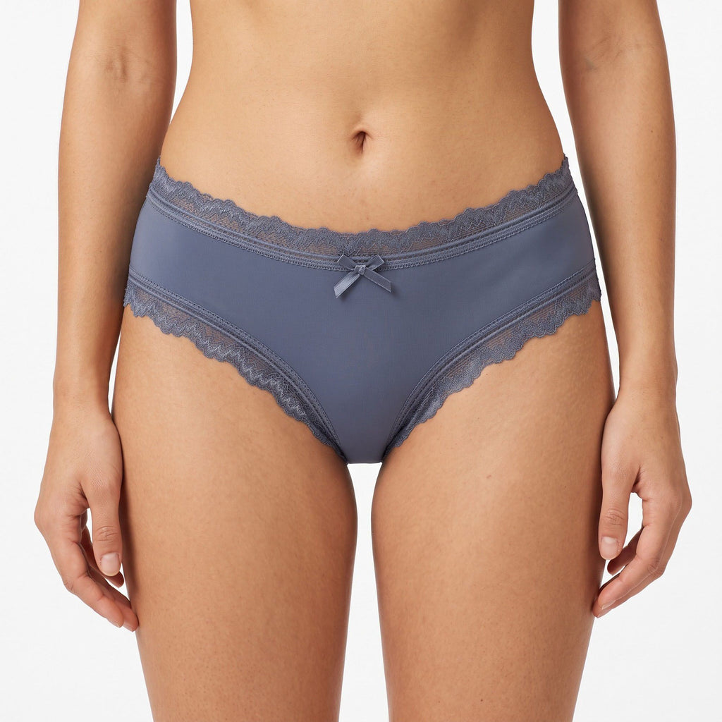 2 Pack Lace Trim Hipster Underwear with Bow Detail