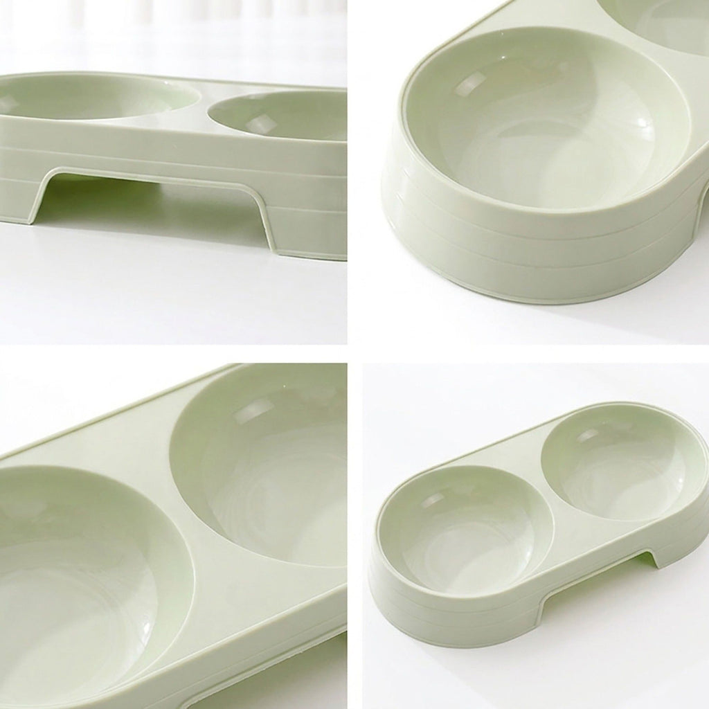 Plastic Double Pet Bowl with Raised Base for Food and Water