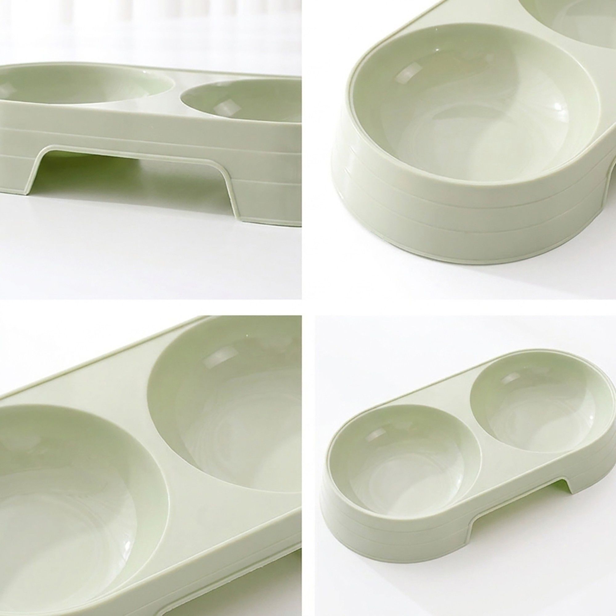 Plastic Double Pet Bowl with Raised Base for Food and Water