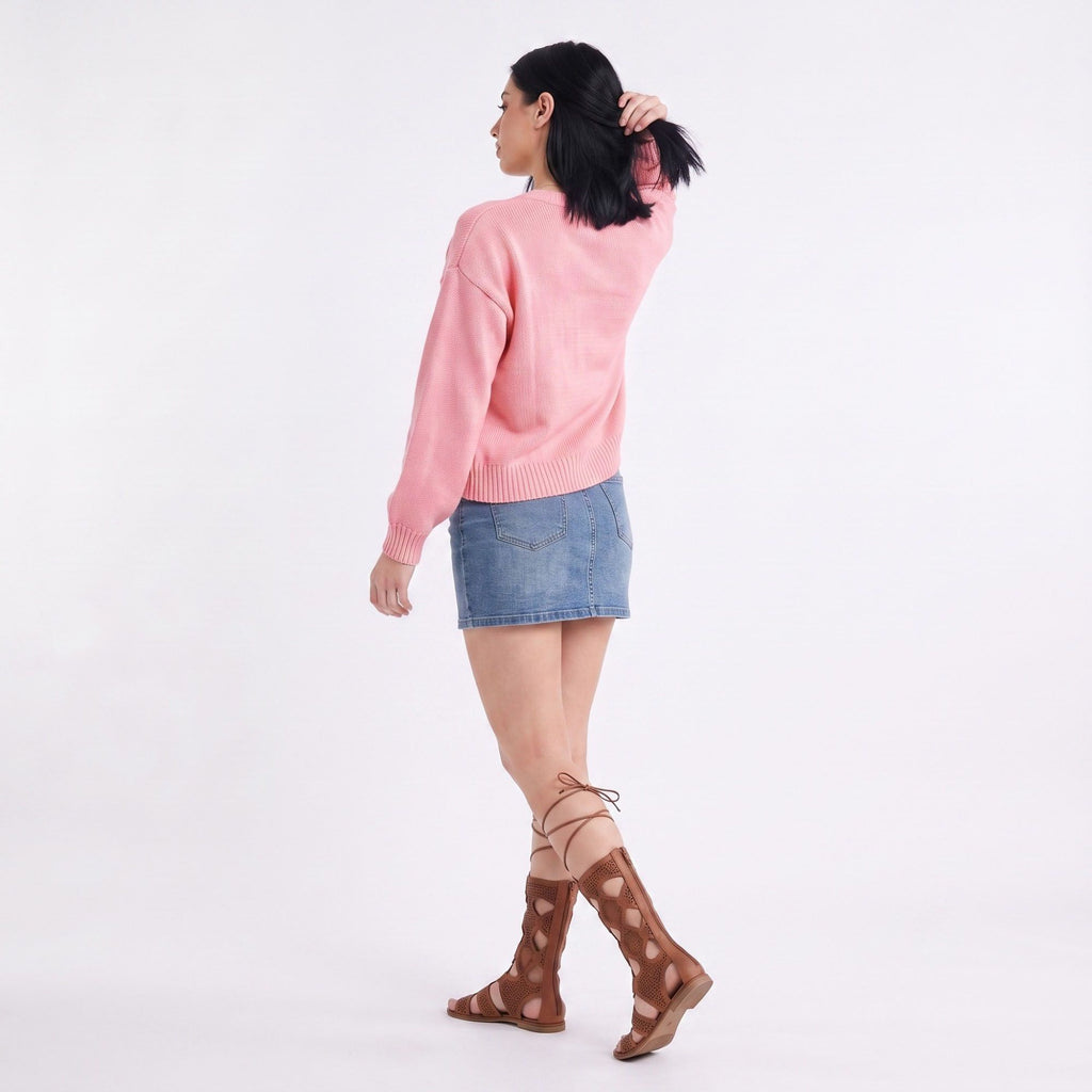 Open-Front Drop Shoulder Long Sleeve Knit Cardigan