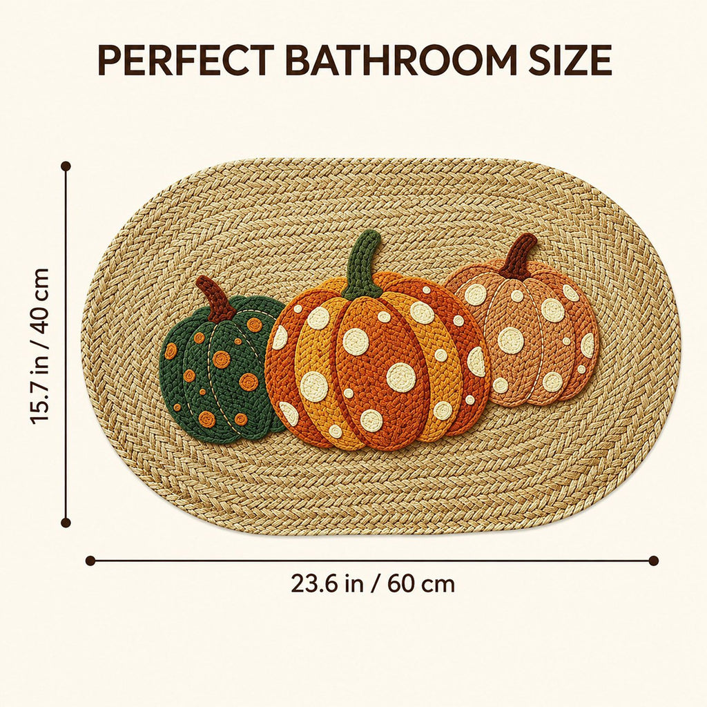 Fall Pumpkin Bath Mat Soft Absorbent Accent Rug 15.7 x 23.6 Inches