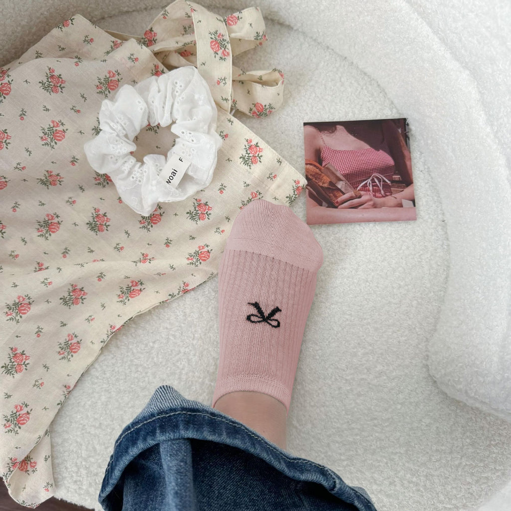 Anna-Kaci Women's No-Show Liner Socks with Bow Accent 5Pk