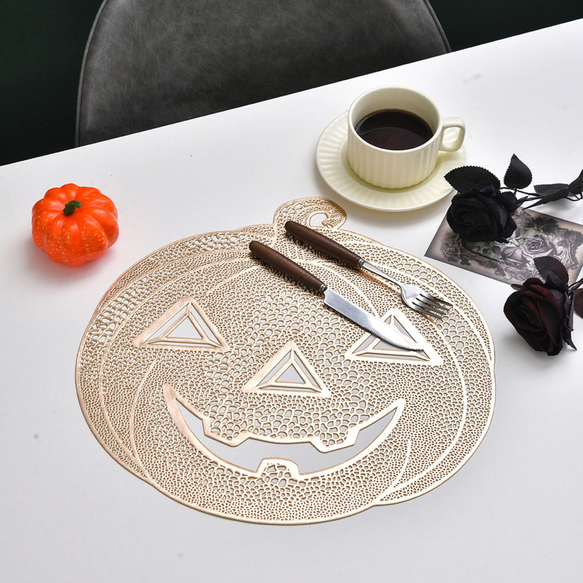 Halloween Pumpkin Cutout PVC Waterproof Non-Slip Placemat