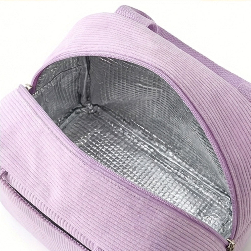 Insulated Corduroy Lunch Bag with Handle