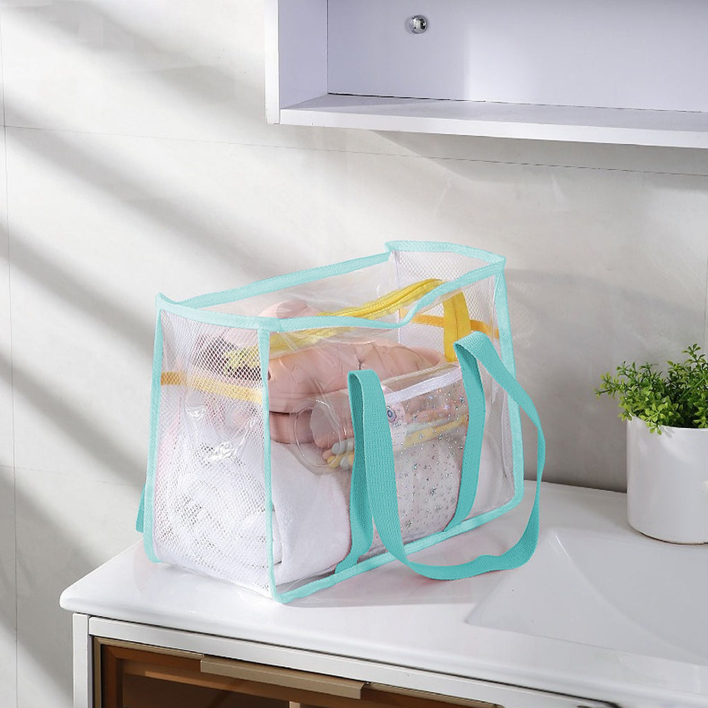 Anna-Kaci Women's Transparent Mesh Beach Tote Bag - Waterproof Travel Shoulder Bag