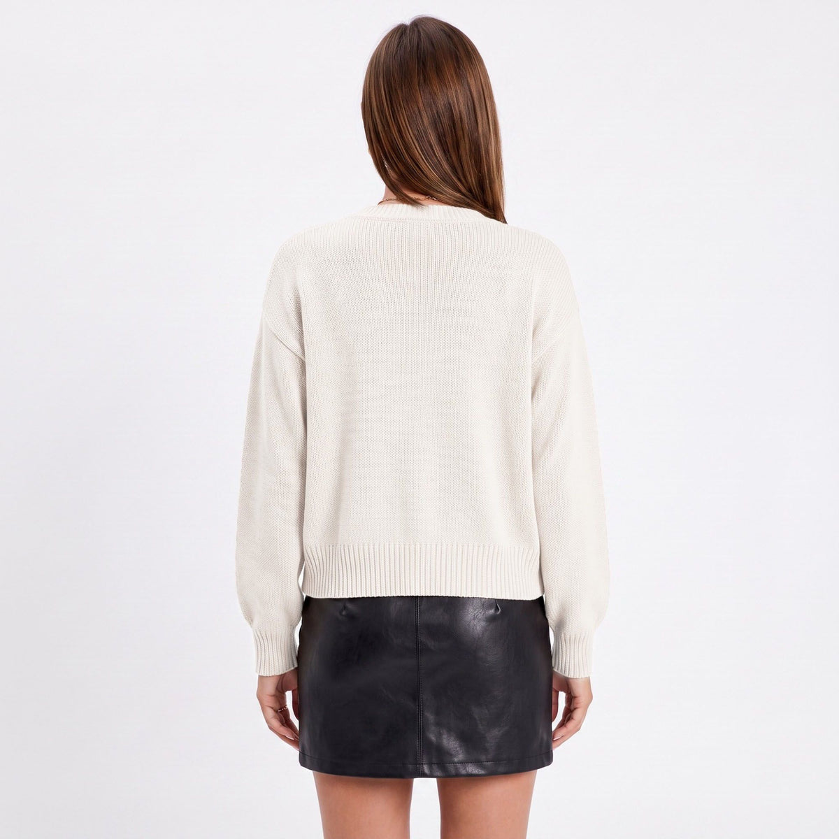 Open Front Knit Cardigan Sweater with Long Sleeves