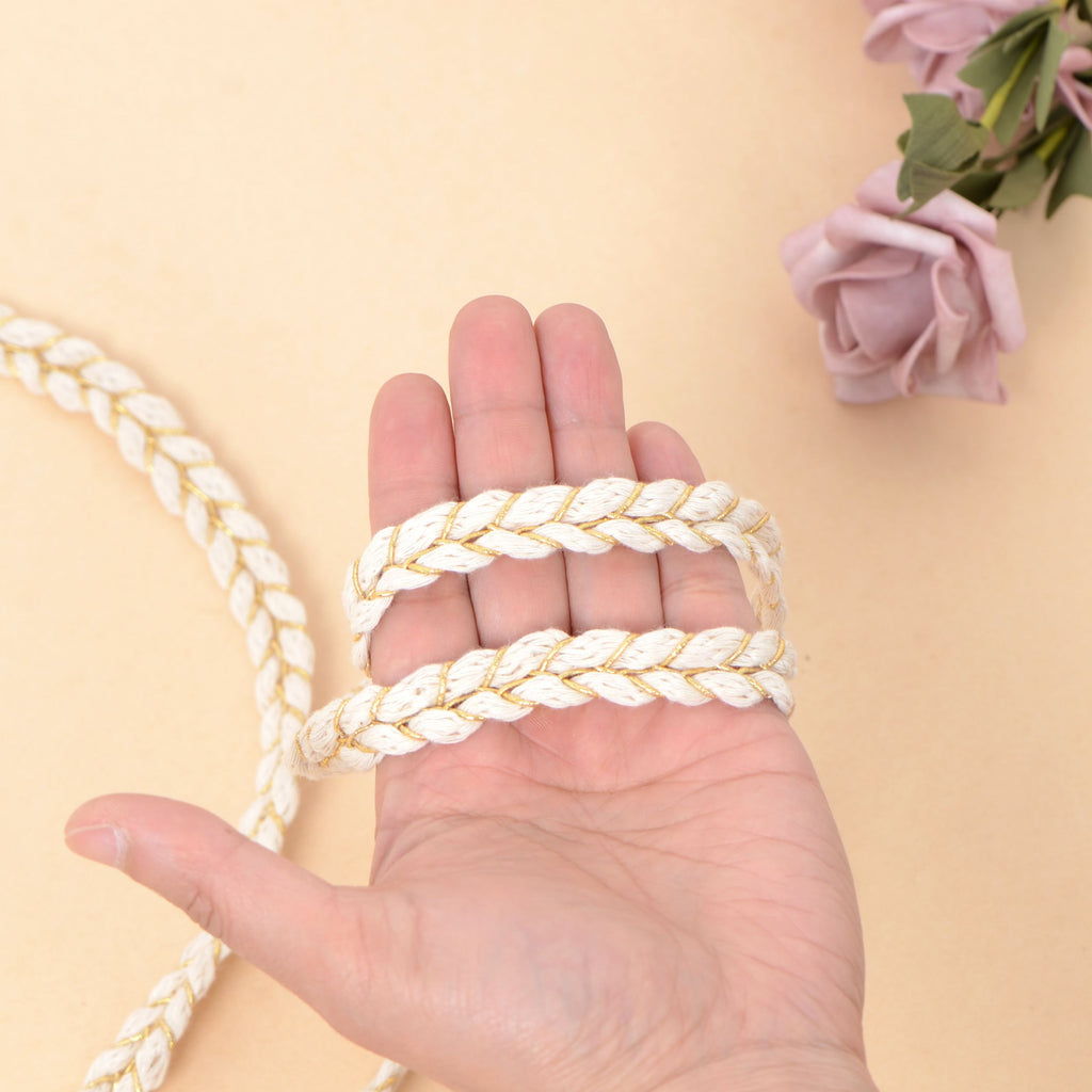 Sewing Braid Trim, 11 Yards 0.6 Inch Twisted Cotton Cord Trim, Handmade DIY Craft Embellishment Costume Garment Decor Accessory