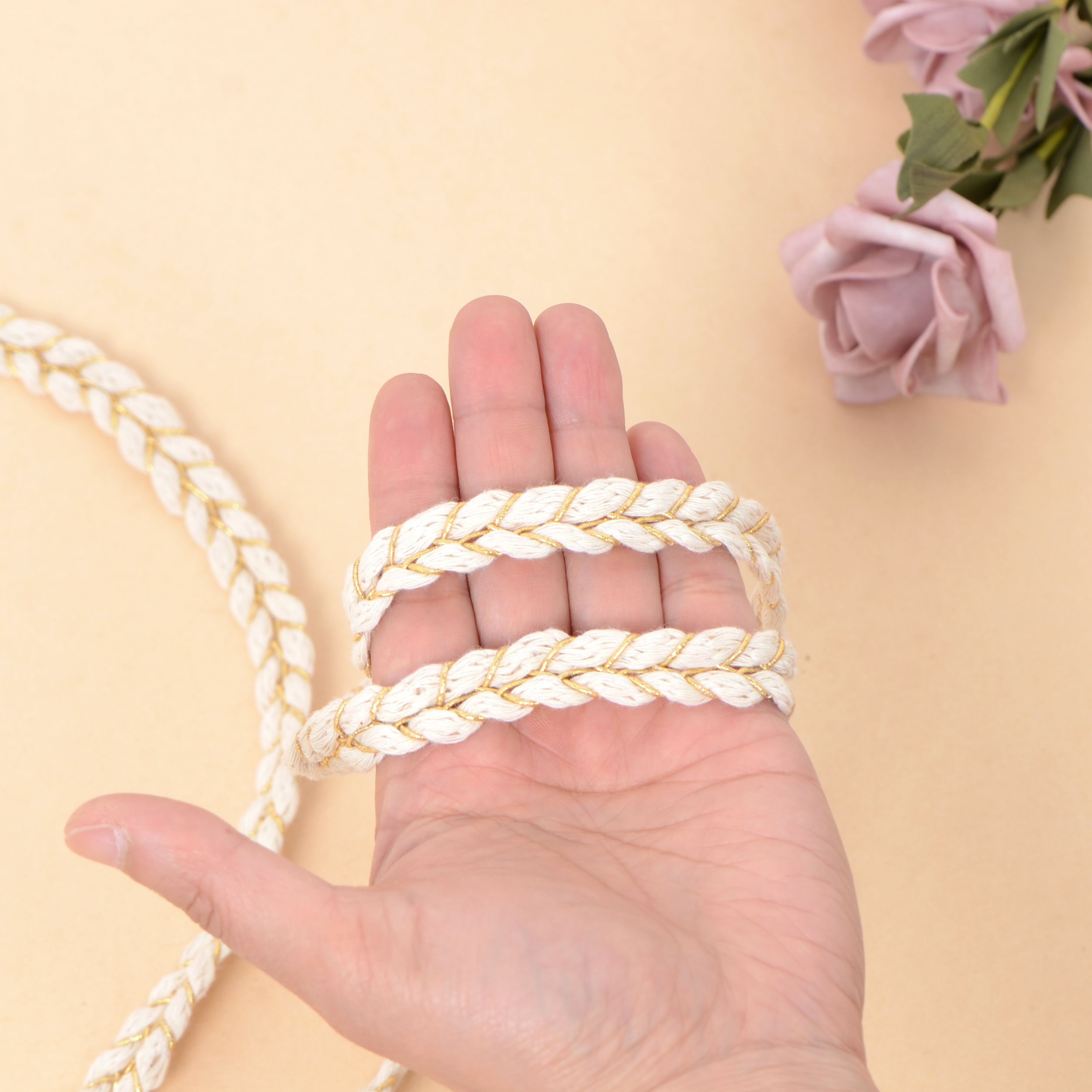 Sewing Braid Trim, 11 Yards 0.6 Inch Twisted Cotton Cord Trim, Handmade DIY Craft Embellishment Costume Garment Decor Accessory
