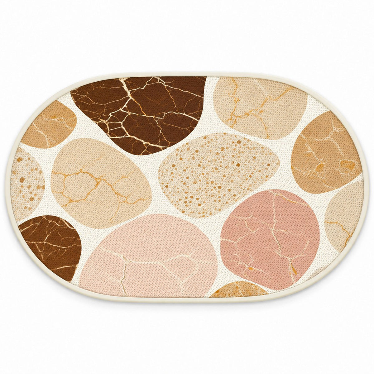 Oval Absorbent Bath Mat with Abstract Stone Print