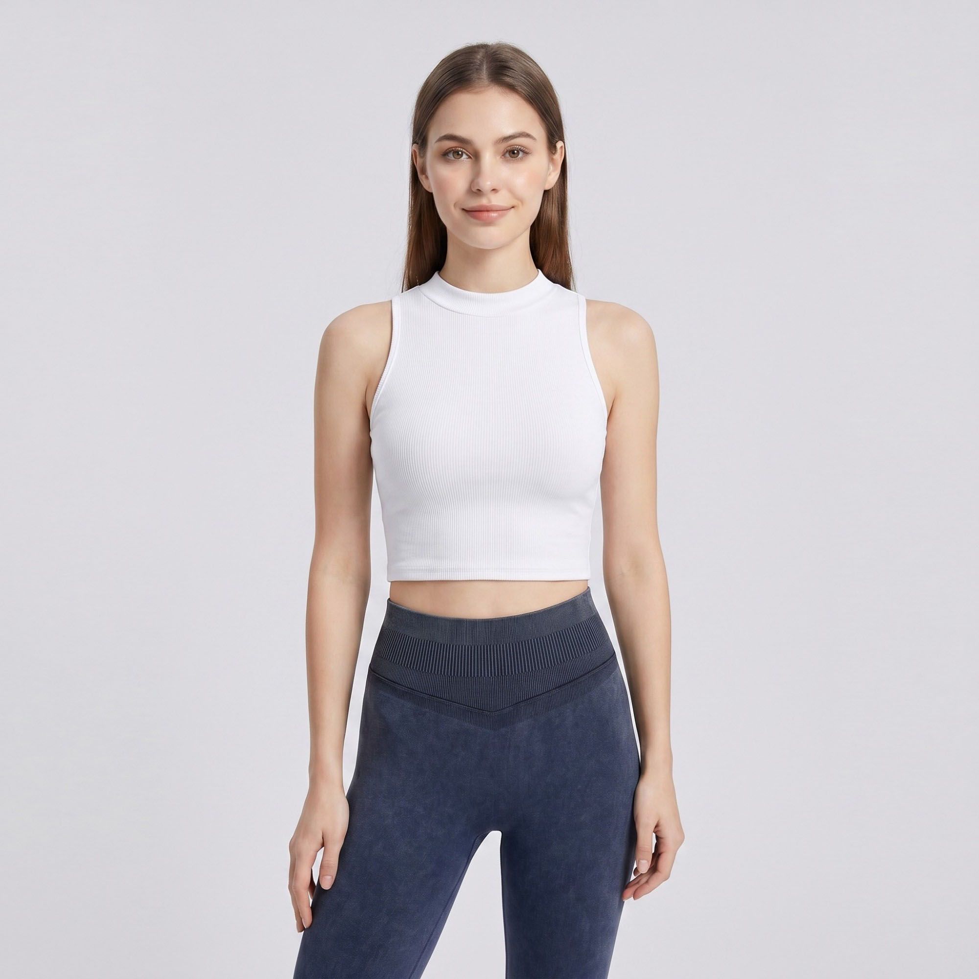 Anna-Kaci Women's High Waist Seamless Leggings with Ribbed Waistband and Contour Detail